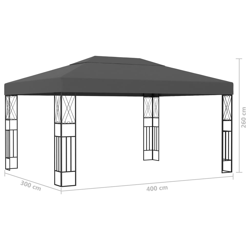 Gazebo con Stringa di Luci LED 3x4 m in Tessuto Antracite cod mxl 66064