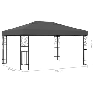 Gazebo con Stringa di Luci LED 3x4 m in Tessuto Antracite cod mxl 66064