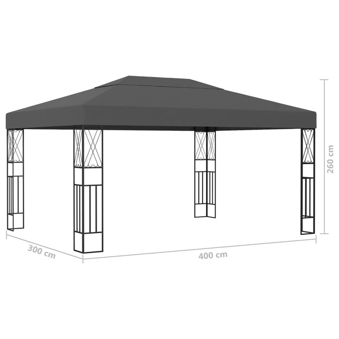 Gazebo con Stringa di Luci LED 3x4 m in Tessuto Antracite cod mxl 66064