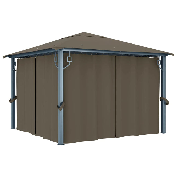 Gazebo con Tende e Luci LED 300x300 cm Grigio Talpa Alluminio cod mxl 66183