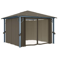 Gazebo con Tende e Luci LED 300x300 cm Grigio Talpa Alluminio 3070334