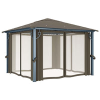 Gazebo con Tende e Luci LED 300x300 cm Grigio Talpa Alluminio 3070334