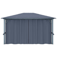 Gazebo con Tende e Luci LED 400x300 cm Antracite in Alluminio cod mxl 46196