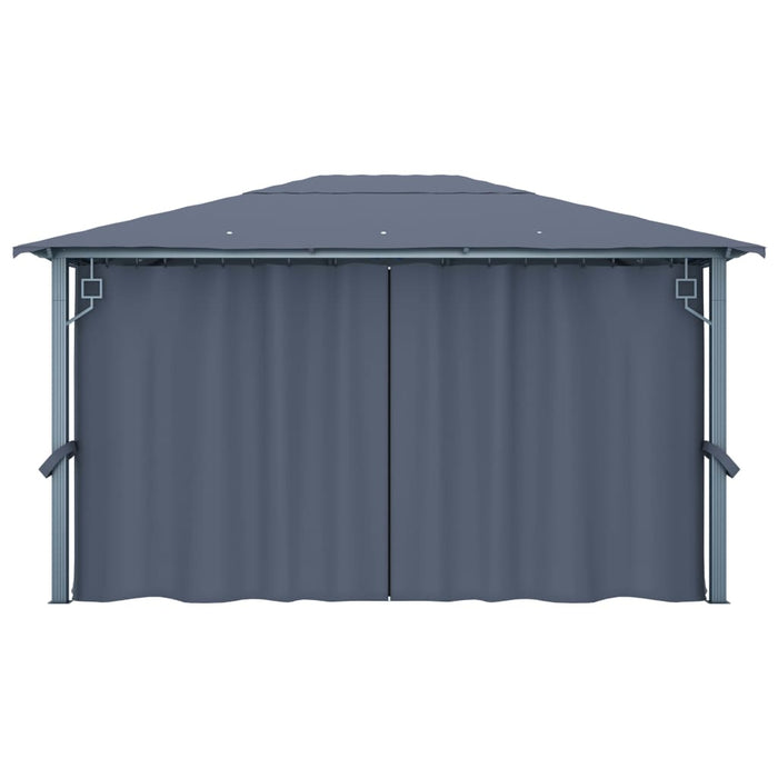 Gazebo con Tende e Luci LED 400x300 cm Antracite in Alluminio cod mxl 46196