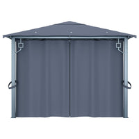 Gazebo con Tende e Luci LED 400x300 cm Antracite in Alluminio cod mxl 46196