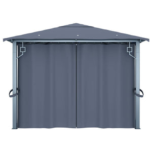 Gazebo con Tende e Luci LED 400x300 cm Antracite in Alluminio cod mxl 46196