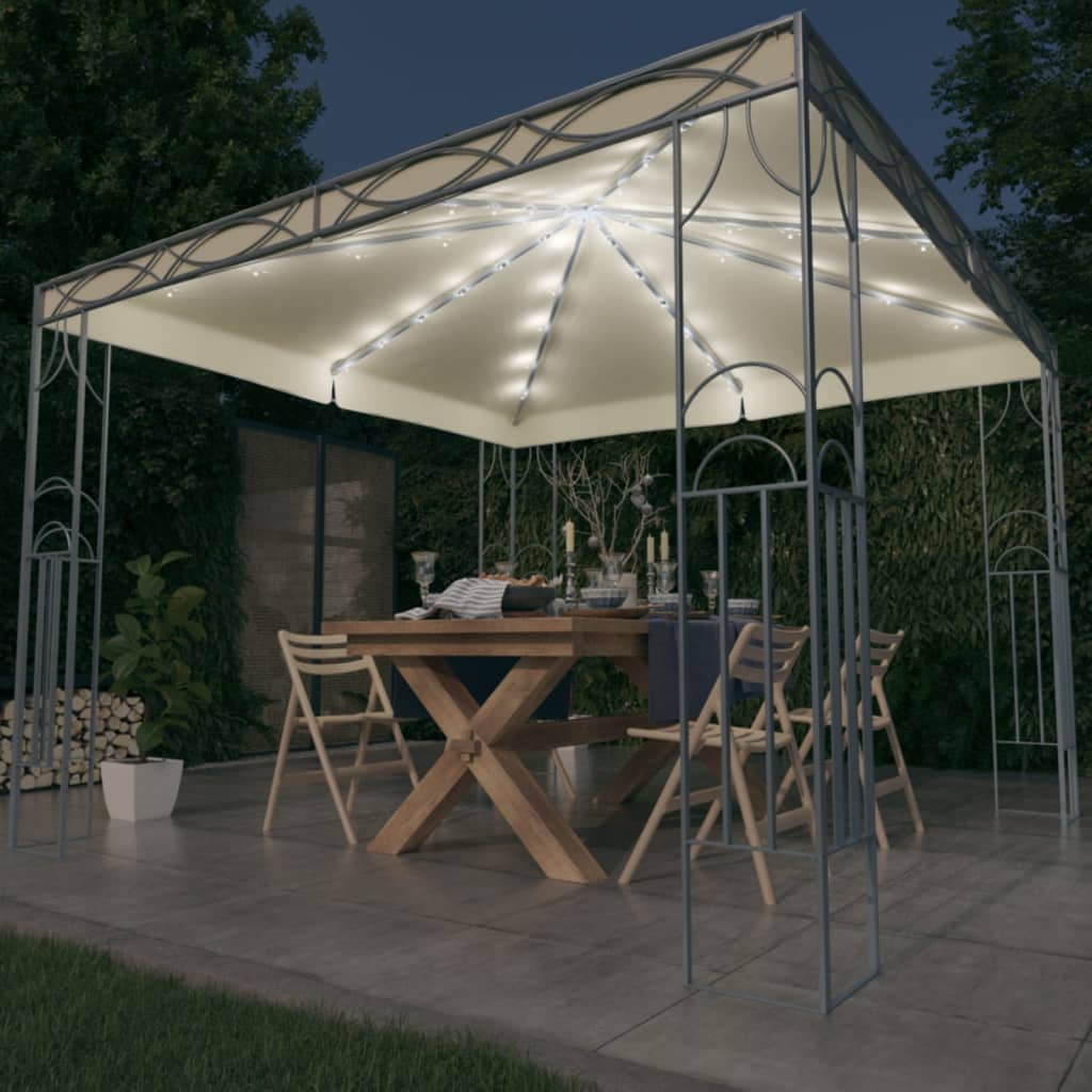 Gazebo con Stringa di Luci LED 300x300 cm Crema cod mxl 66269