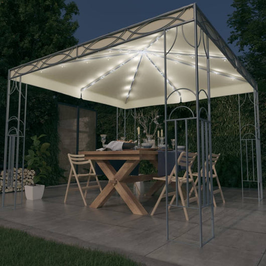 Gazebo con Stringa di Luci LED 300x300 cm Crema 3070338