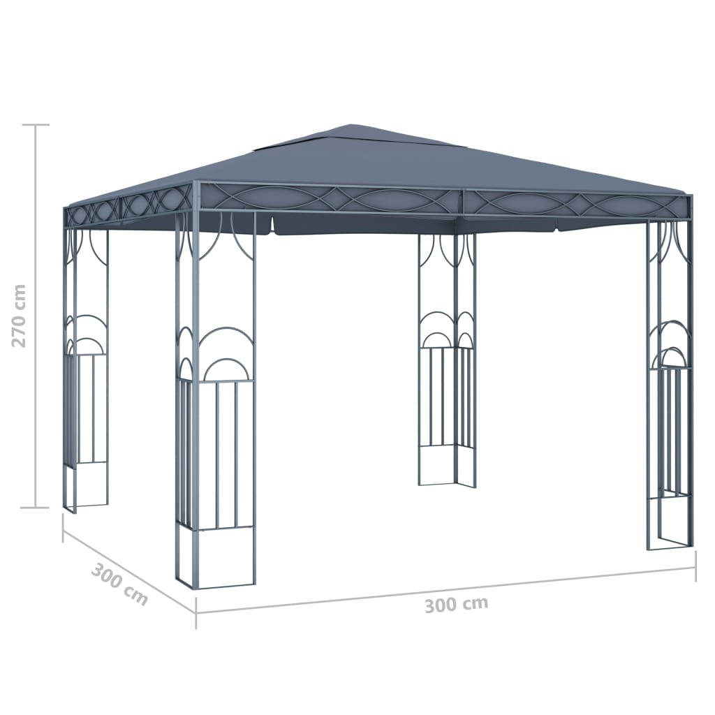 Gazebo con Stringa di Luci LED 300x300 cm Antracite cod mxl 66026