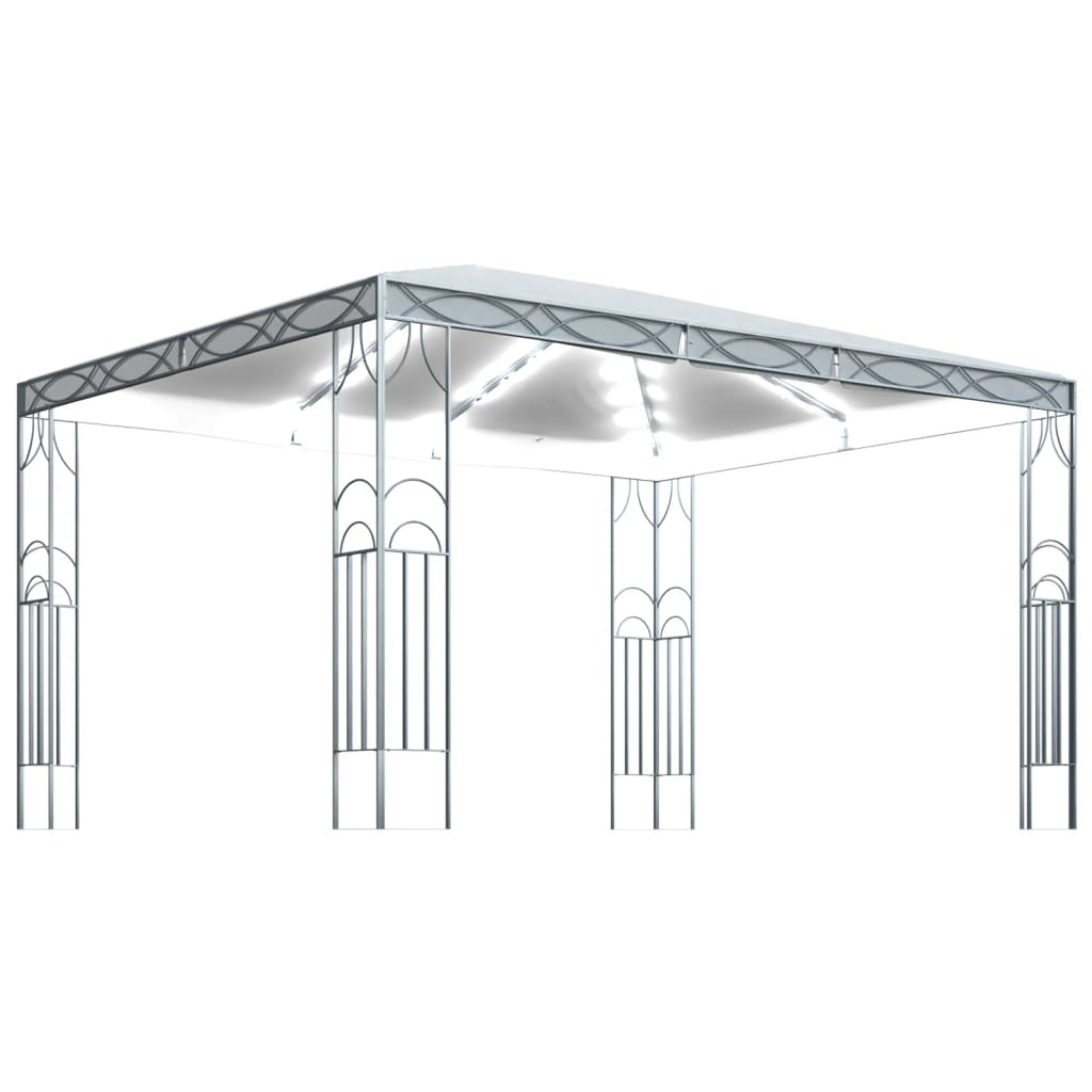 Gazebo con Stringa di Luci LED 400x300 cm Crema cod mxl 65995