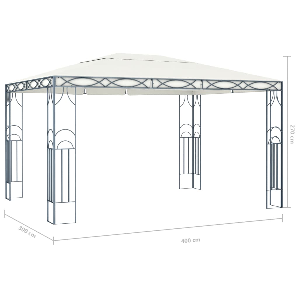 Gazebo con Stringa di Luci LED 400x300 cm Crema cod mxl 65995