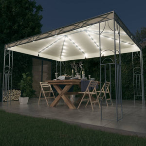 Gazebo con Stringa di Luci LED 400x300 cm Crema cod mxl 65995