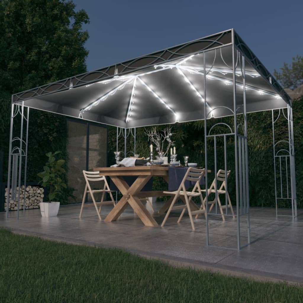 Gazebo con Stringa di Luci LED 400x300 cm Antracite cod mxl 65998