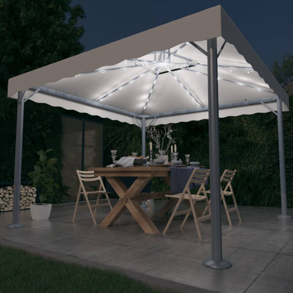 Gazebo con Stringa di Luci LED 300x300 cm Crema in Alluminio 3070342