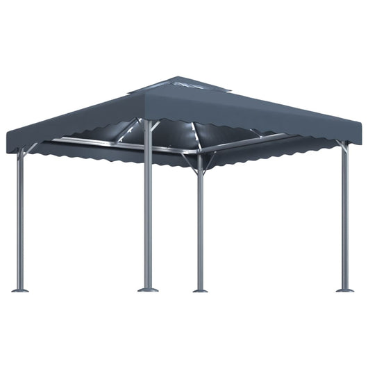 Gazebo con Stringa di Luci LED 300x300 cm Antracite Alluminio cod mxl 66154