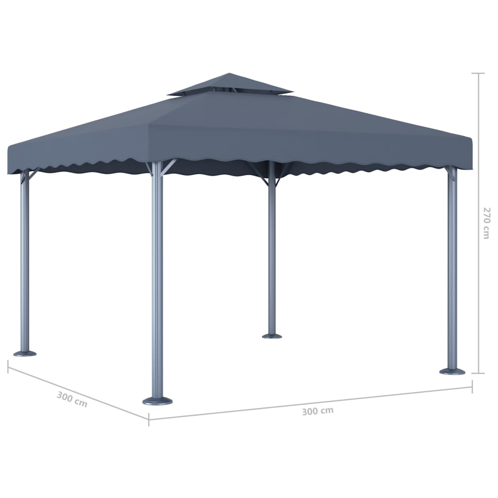 Gazebo con Stringa di Luci LED 300x300 cm Antracite Alluminio cod mxl 66154