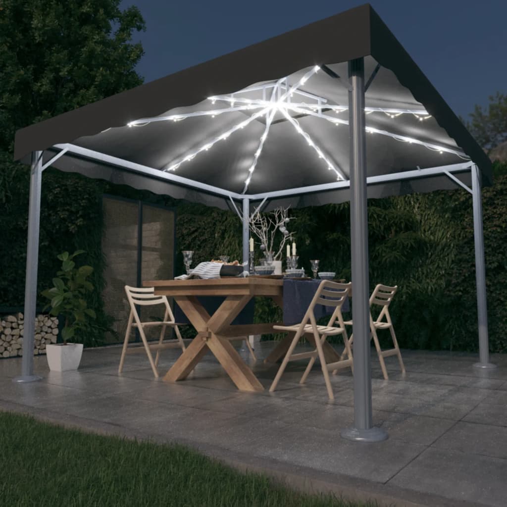 Gazebo con Stringa di Luci LED 300x300 cm Antracite Alluminio cod mxl 66154