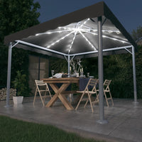 Gazebo con Stringa di Luci LED 300x300 cm Antracite Alluminio 3070343