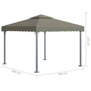 Gazebo con Stringa di Luci LED 300x300cm Grigio Talpa Alluminio 3070344