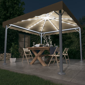 Gazebo con Stringa di Luci LED 300x300cm Grigio Talpa Alluminio 3070344