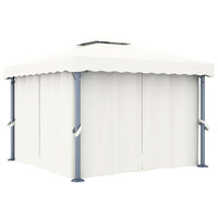 Gazebo con Tende e Stringa di Luci LED 3x3 m Bianco Crema