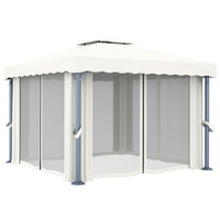 Gazebo con Tende e Stringa di Luci LED 3x3 m Bianco Crema