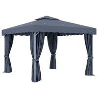 Gazebo con Tende e Stringa di Luci LED 3x3 m Antracite 3070347