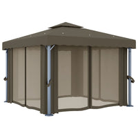 Gazebo con Tende e Stringa di Luci LED 3x3 m Grigio Talpa 3070349