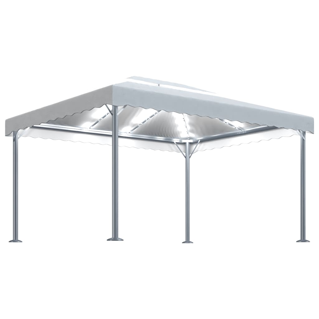 Gazebo con Stringa di Luci LED 400x300 cm Crema in Alluminio 3070351