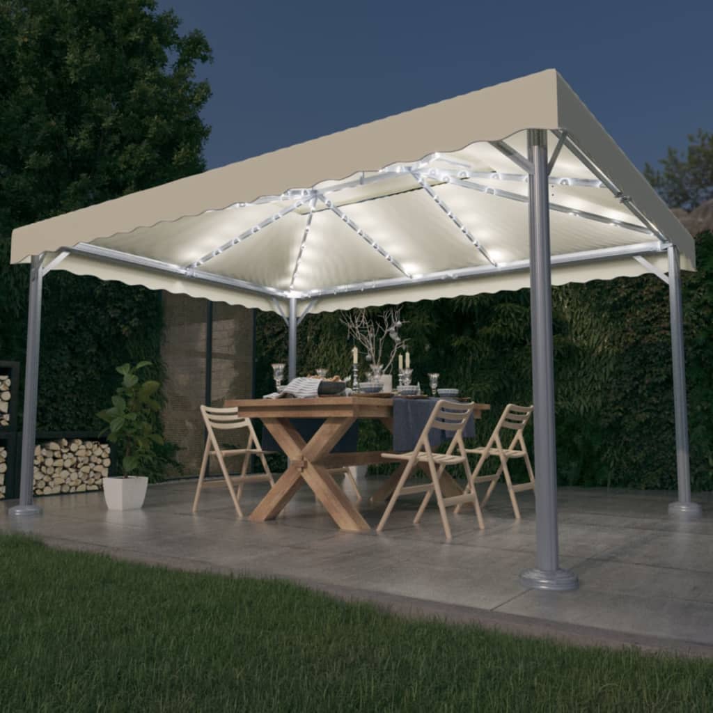 Gazebo con Stringa di Luci LED 400x300 cm Crema in Alluminio cod mxl 66100