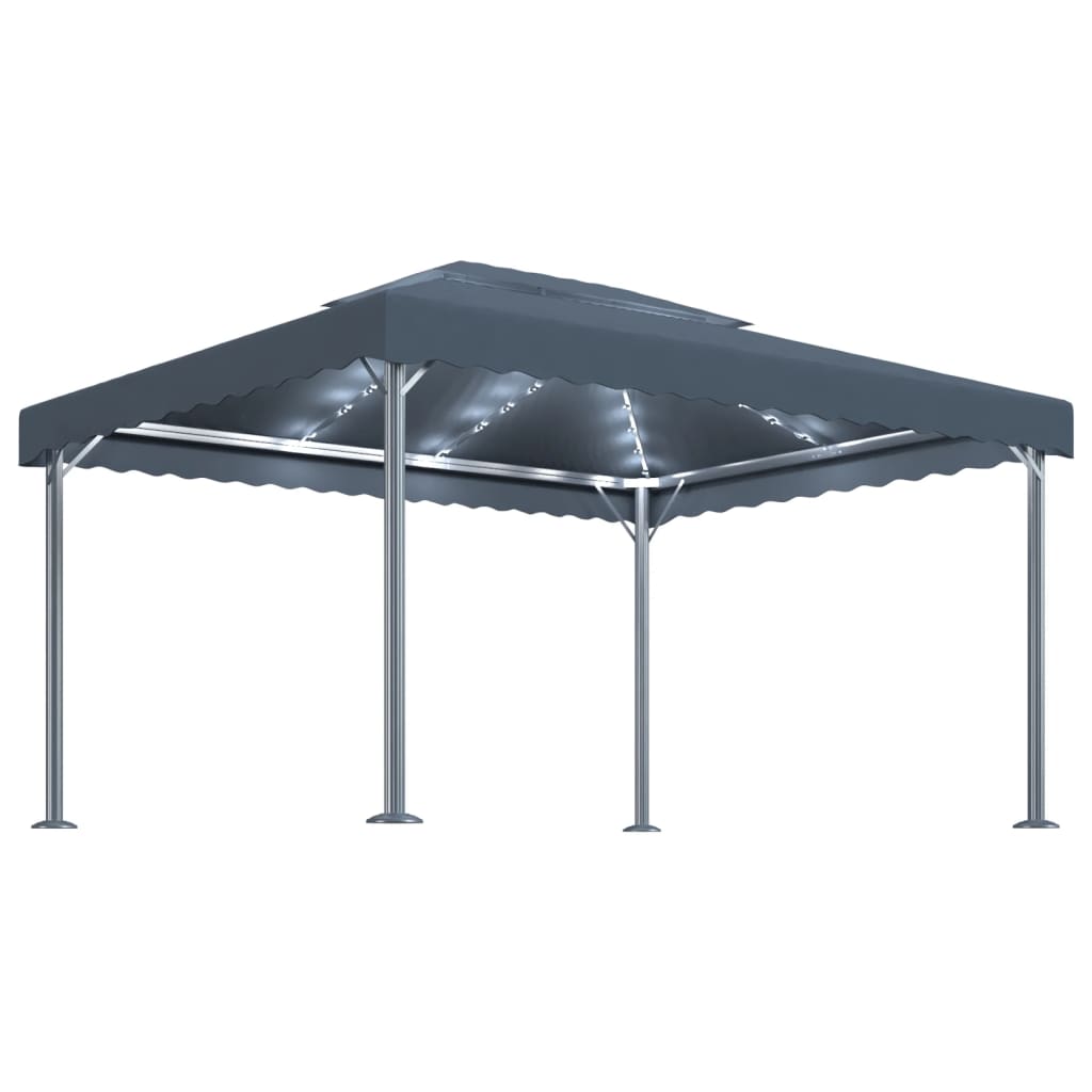 Gazebo con Pareti e Luci LED 400x300 cm Antracite in Alluminio 3070352