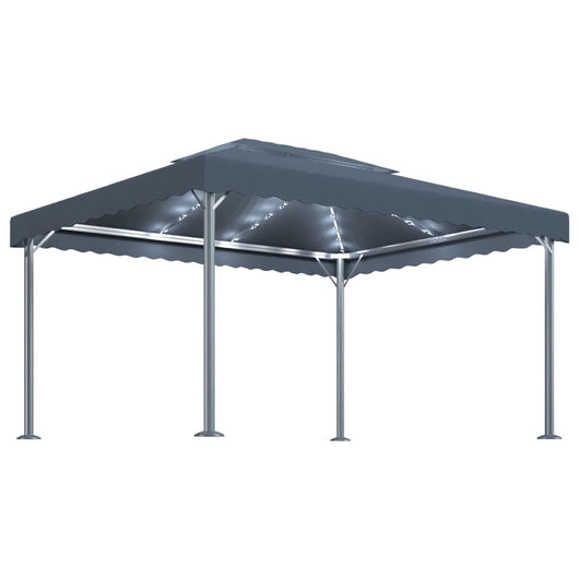 Gazebo con Pareti e Luci LED 400x300 cm Antracite in Alluminio 3070352