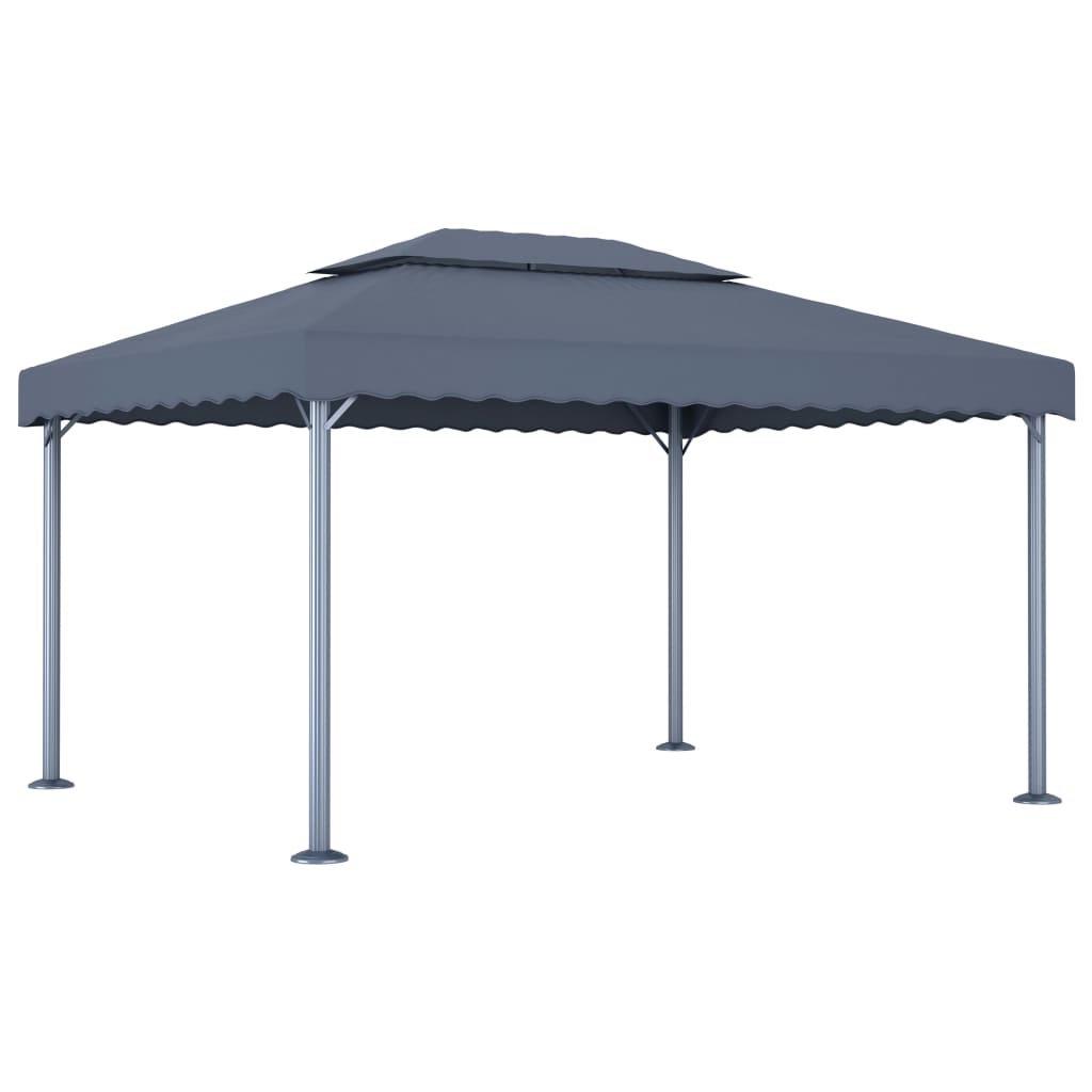 Gazebo con Pareti e Luci LED 400x300 cm Antracite in Alluminio 3070352