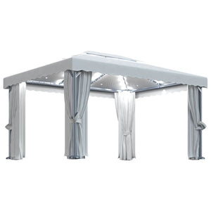 Gazebo con Tende e Stringa di Luci LED 4x3 m Bianco Crema cod mxl 66201