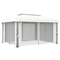 Gazebo con Tende e Stringa di Luci LED 4x3 m Bianco Crema cod mxl 66201