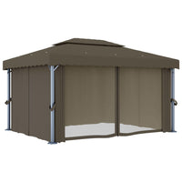 Gazebo con Tende e Stringa di Luci LED 4x3 m Grigio Talpa 3070357