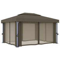 Gazebo con Tende e Stringa di Luci LED 4x3 m Grigio Talpa 3070357