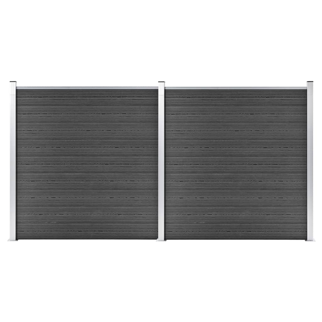 Set Pannelli di Recinzione in WPC 353x186 cm Nero 3070429