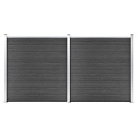 Set Pannelli di Recinzione in WPC 353x186 cm Nero 3070429