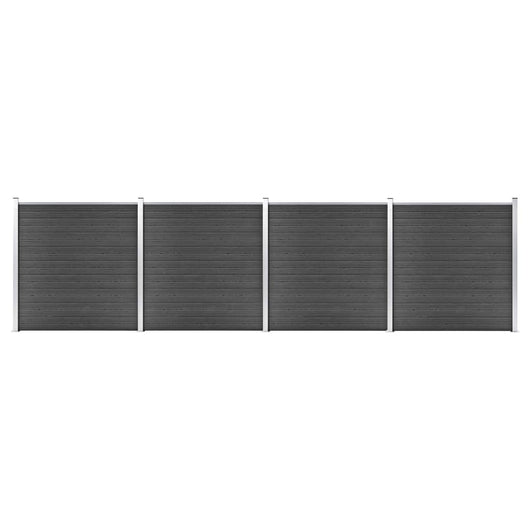 Set Pannelli di Recinzione in WPC 699x186 cm Nero 3070431