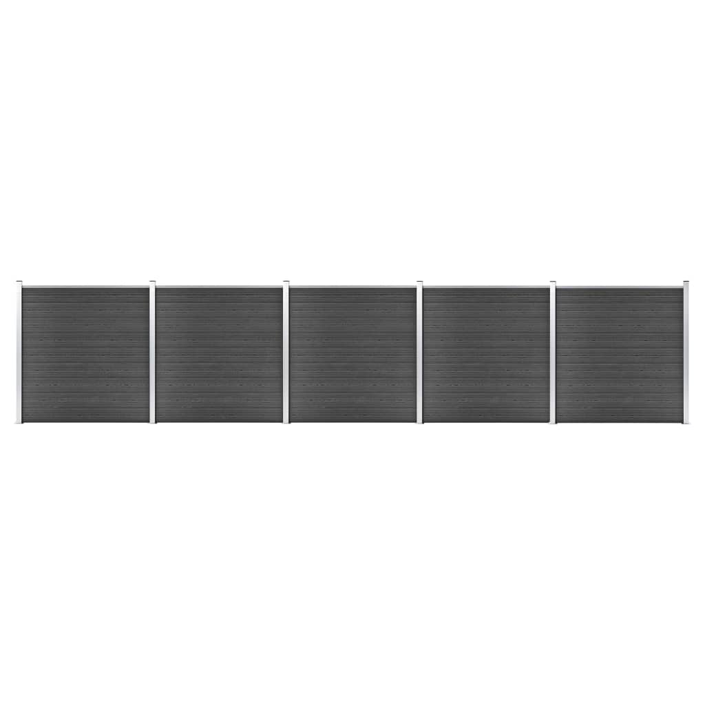 Set Pannelli di Recinzione in WPC 872x186 cm Nero 3070432