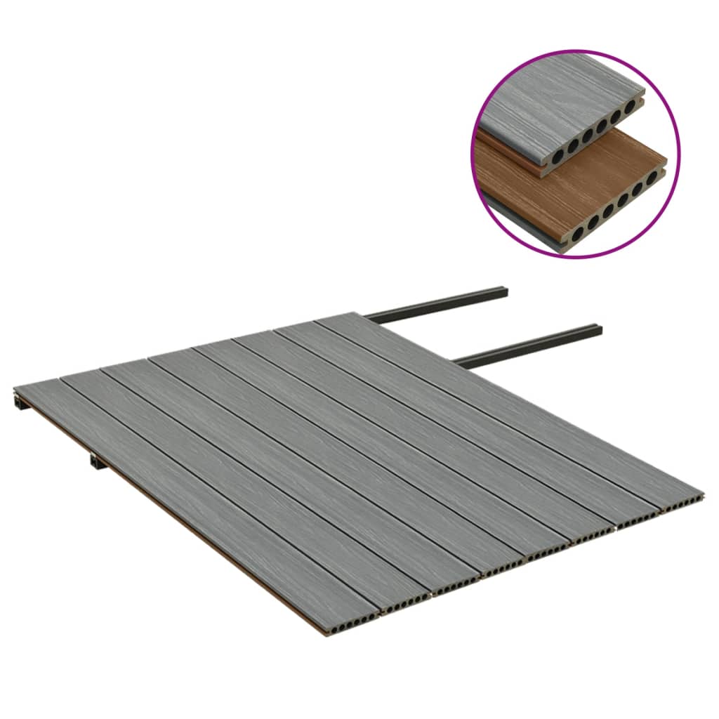 Listoni Decking WPC con Accessori Marroni e Grigi 16 mq 2,2 m cod 11786