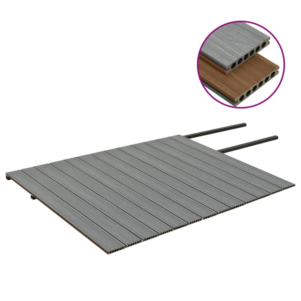 Listoni Decking WPC con Accessori Marroni e Grigi 26 m² 2,2 m