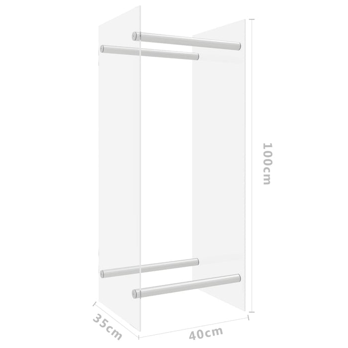 Porta Legna Trasparente 40x35x100 cm in Vetro Temperato 327466