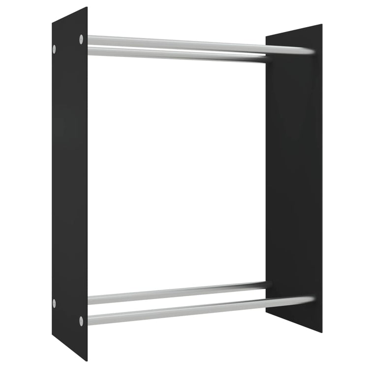 Porta Legna Nero 80x35x100 cm in Vetro Temperato cod mxl 71042