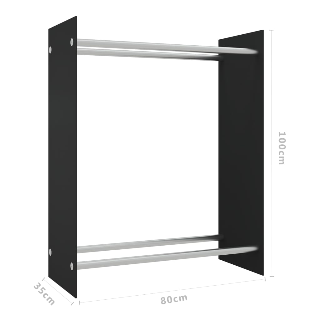 Porta Legna Nero 80x35x100 cm in Vetro Temperato cod mxl 71042