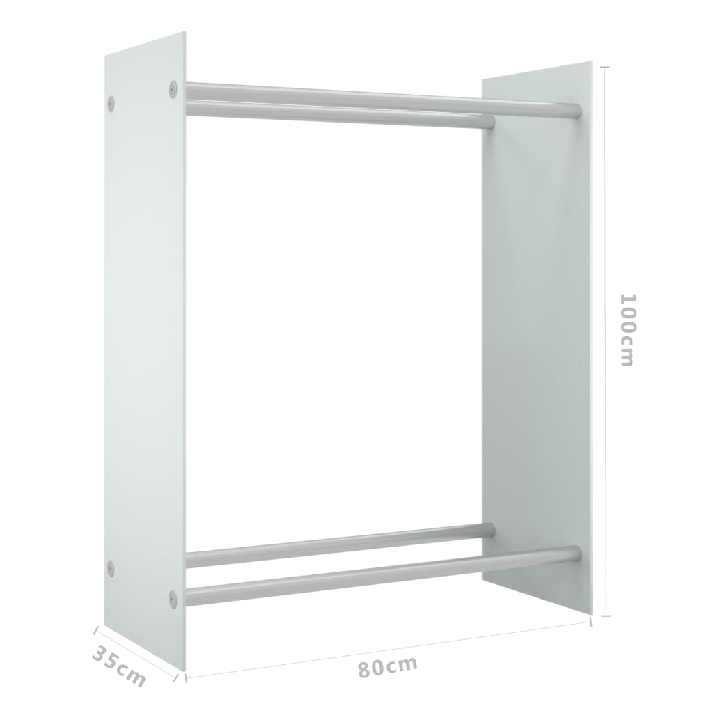 Porta Legna Bianco 80x35x100 cm in Vetro Temperato cod mxl 61432