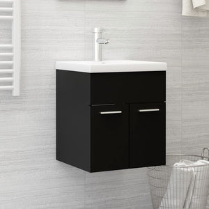 Mobile da Bagno con Lavabo Integrato Nero in Truciolato 3070812