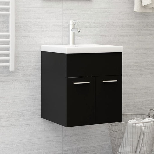 Mobile da Bagno con Lavabo Integrato Nero in Truciolato 3070812