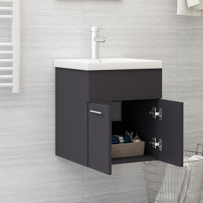 Mobile da Bagno con Lavabo Integrato Grigio in Truciolato 3070813